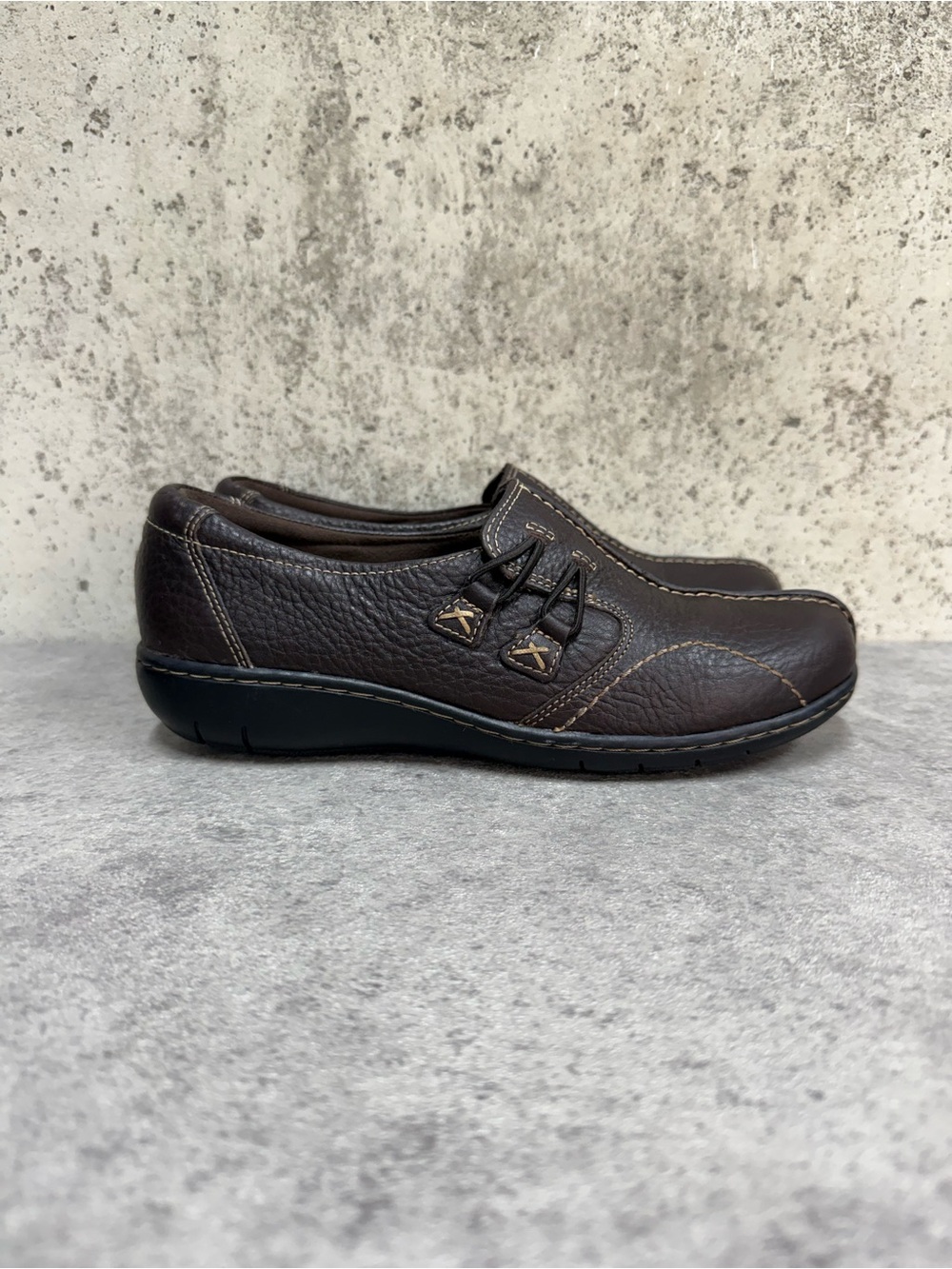 Clarks Ashland Cove Brown Leather Comfort Slip On Shoes Womens 6.5 - Picture 5 of 10
